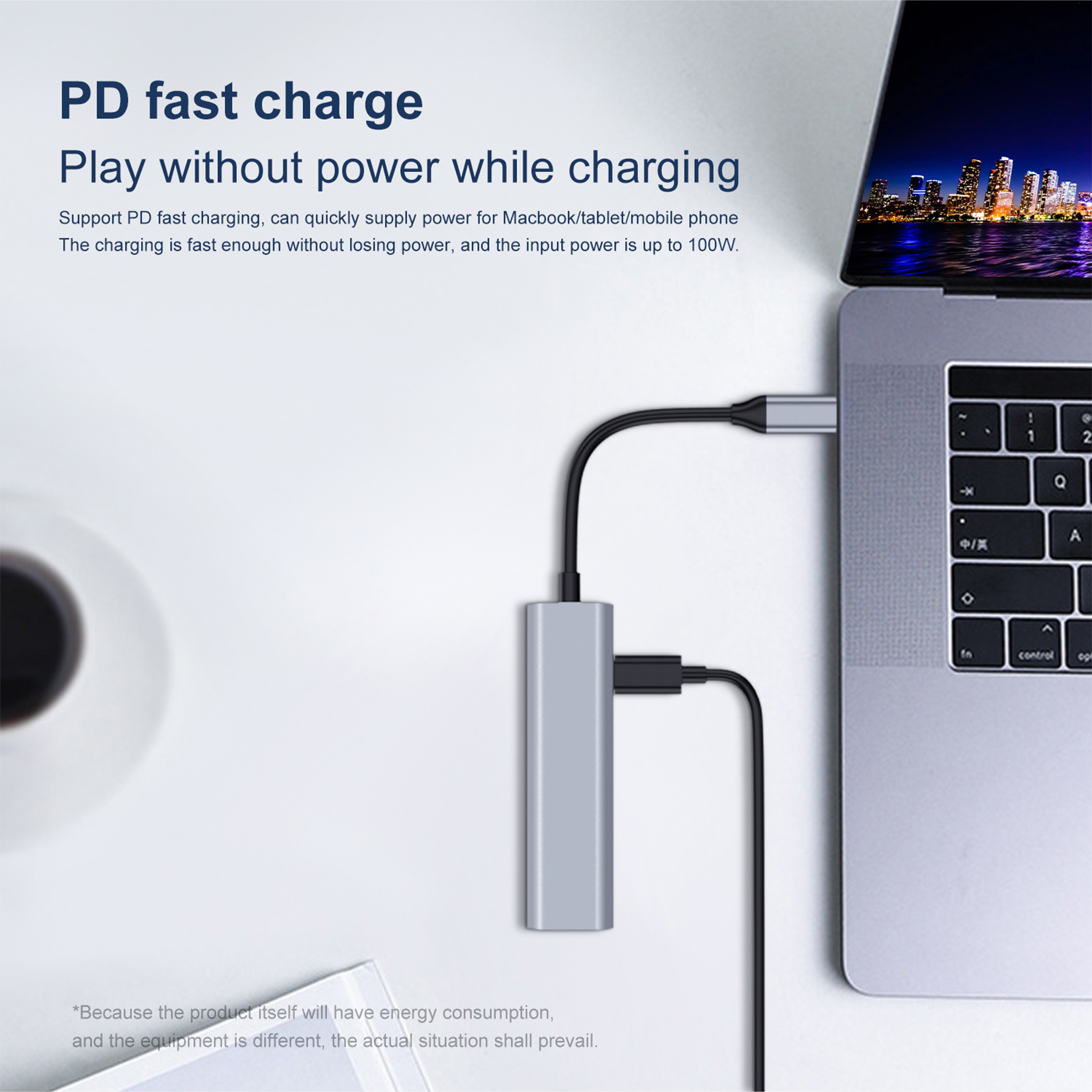 USB C Hub Multiport Adapter,4 in 1 Dongle Hub,USB 3.1 C to 1xHDMI,1xUSB3.0,1xUSB2.0,1x100W PD Fast Charging,Support 4K@30HZ,1080P@60HZ,5Gbps Compatiblefor MacBook,iPad,HP,Dell,Surface,Other Devices