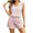 Pink, variant on Tqcoqu Women's Striped 2 Piece Pajama Set,V Neck Sleeveless with Built In Bra Tank Top & Elastic Waist Shorts,Soft Loungewear Sleepwear Outfit Set,Black Women's XL-XXL