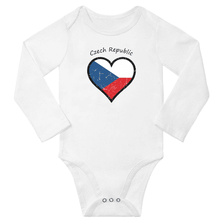 

Czech Republic Flag Heart Love Baby Long Sleeve Clothing Bodysuits (White 24 Months)