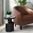 thumbnail image 2 of Allora 16" Round Contemporary Solid Wood Accent Table in Black, 2 of 7