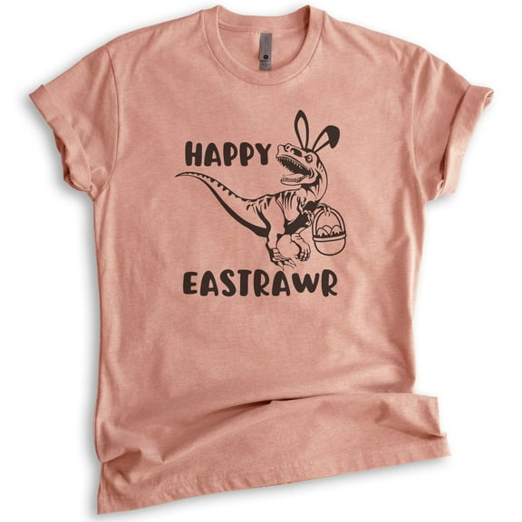 Happy Easterawr Eastrawr Dinosaur Shirt, Unisex Women's Men's Shirt, Easter Shirt, Dinosaur Shirt, Heather Sunset, Large