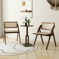 thumbnail image 2 of Costway Foldable Dining Chairs Set of 2 with Woven Rattan Backrest & Seat Rubber Wood Frame Brown, 2 of 8