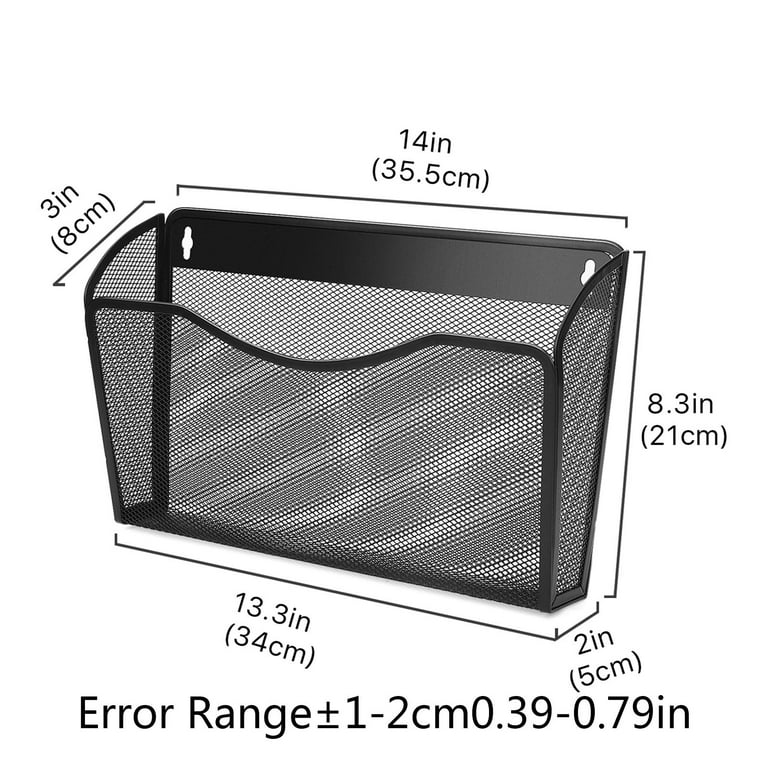 LHWEN Wall Hanging File Basket Metal File Frame Magazine Rack