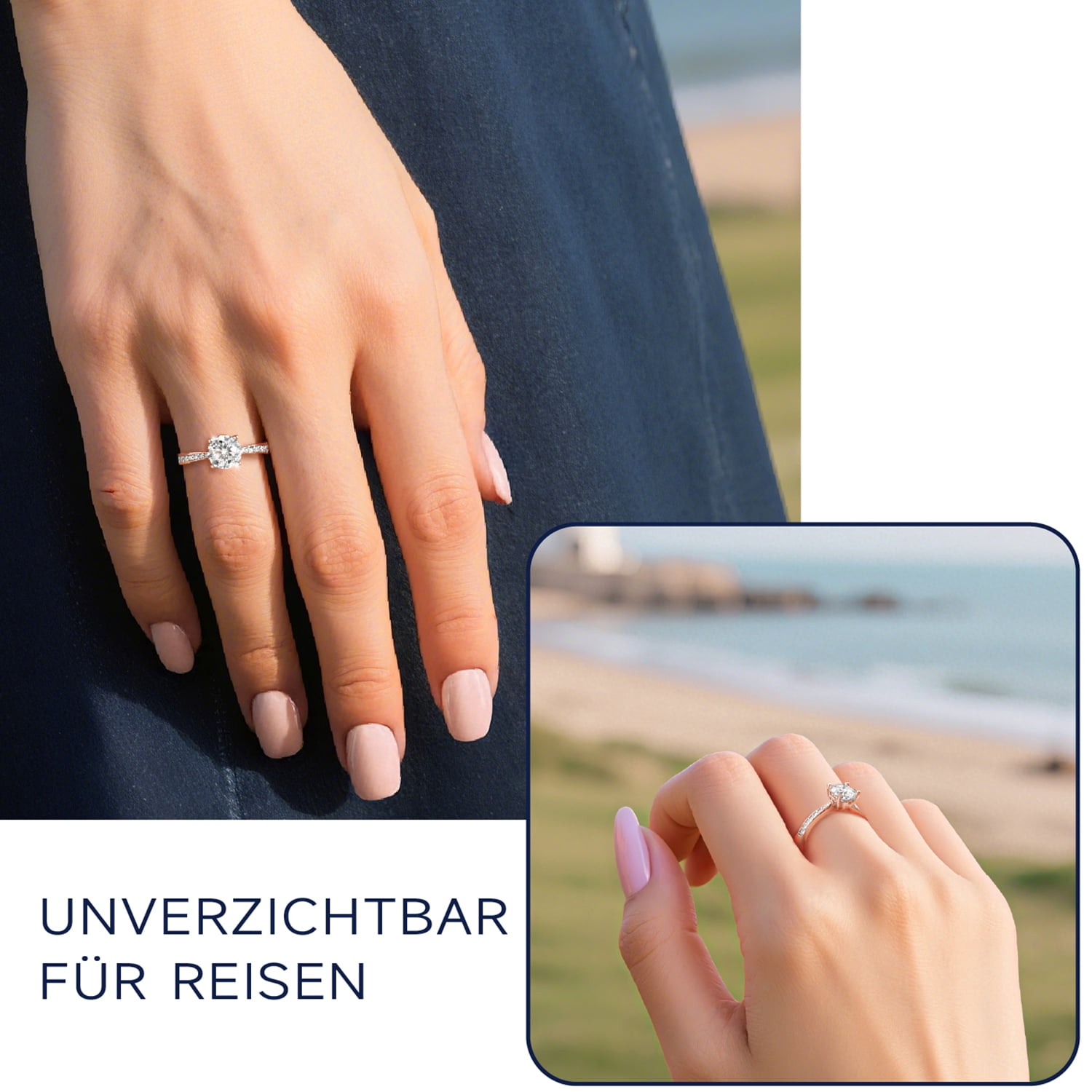MomentWish 14K Rose Gold Plated Wedding Rings 1 Carat Moissanite Engagement Rings for Women Promise Rings Size9