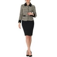 thumbnail image 2 of DARING DIVA Women's Elegant Velvet Collared Tweed Jacket Blazer L Apricot, 2 of 6