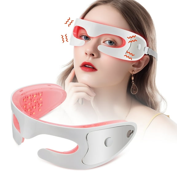Red Light Eye Mask, Eye Massager with Red Light, Red Light Eye Beauty Device with 3 Modes, 3min Auto Off, 36pcs Led Lights, Adjustable Strap for Relieve Eye Fatigue, Reduce Puffiness and Fine Lines