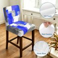 thumbnail image 4 of Navy Blue Grey Oil Painting Bar Stool Cover Set of 4, Abstract Modern Geometric Stretch Bar Chair Cover, Removable Washable Pub Counter Stool Chair Slipcover for Kitchen Dining Room Pub Cafe, 4 of 9