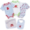 Sesame Beginnings - Baby Elmo 3-Pack Bodysuits, Bib and Burp Cloth