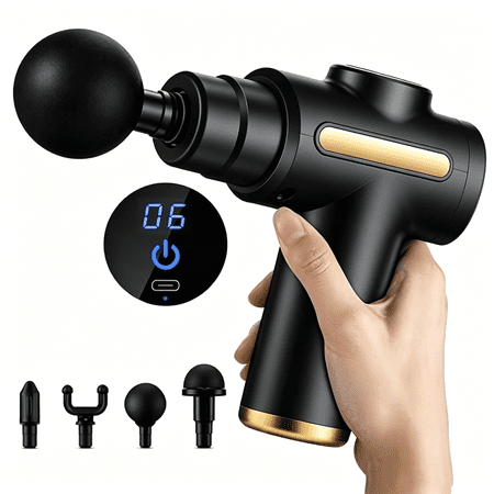 Massage Gun Deep Tissue - Portable Percussion Back Massager with 4 Heads for Muscle Relaxation & Body Comfort