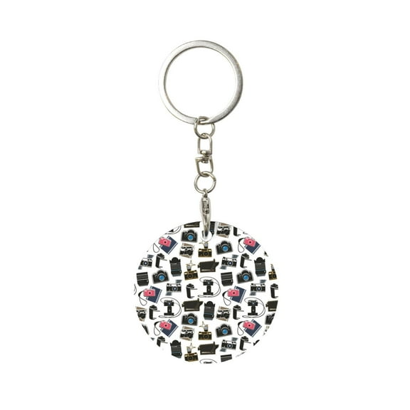 Naloa Cool Camera Print Round Keychain Keychain Key Ring, Key Tag, Key Chain Bulk for Gift Accessories (Round)