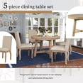 thumbnail image 4 of HighSound 5-Piece Dining Table Set, Mid-Century Wood Kitchen Table with Extendable Dining Table & 4 Upholstered Dining Room Chairs, Natural Wood Wash, 4 of 9