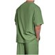 thumbnail image 4 of Playeras Elvqul Hombre Lino Liso Algodón Verde del Ejército Manga Corta Playa Cuello Redondo Botones, 4 of 7