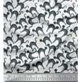 thumbnail image 1 of Soimoi Tissu en Rayonne Blanc Motif Animal Chat Tissu au Mètre 42 Pouces de Large, 1 of 3