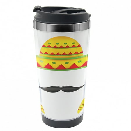 

Mexican Travel Mug Famous Mexican Steel Thermal Cup 16 oz by Ambesonne