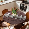 thumbnail image 2 of Rugby White Red Elastic Fitted Round Table Cover Abstract Sport Waterproof Outdoor Tablecloth for Holiday Party, Picnic, Patio & Dining Fits Tables Up to 36"-44", 2 of 8