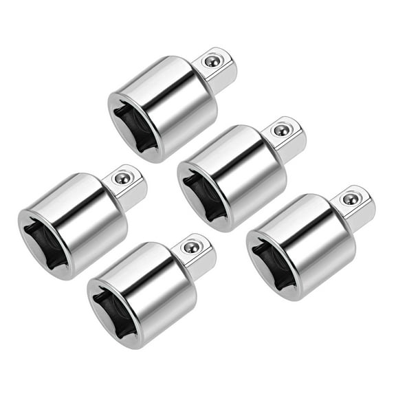 Uxcell 5pcs 3/8" Drive (F) x 1/4" (M) Socket Reducer Adapter, Female to Male, Cr-V Steel(Silver)