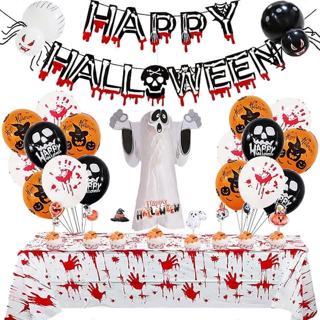 Scary Halloween Party Decorations Set Including Halloween Party Decoration Favors Backdrop Banner Bloody Garland Banner Bloody Tablecloth Halloween Ba