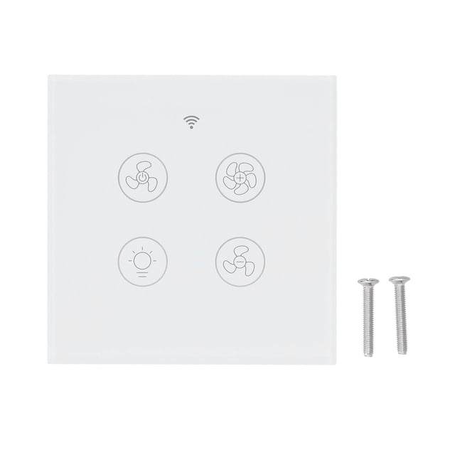 Interruptor de luz de ventilador inteligente con wifi, compatible con control remoto por radiofrecuencia y control por voz, 100% blanco