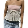 thumbnail image 3 of Womens Lace Trim Tube Crop Tops Sheer Mesh Backless Strapless Tops Fairy Grunge Bandeau Vest Y2k Streetwear, 3 of 6