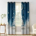 thumbnail image 2 of Hokiten Blue Christmas Tree Blackout Curtains | Light Blocking Print Window Curtains, Xmas Tree Yellow Moon Balls Thermal Insulated Window Drapes for Living Room Kitchen Cafe (2 Panels, 104"W x 84"L), 2 of 7