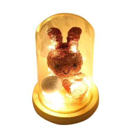 

JANDEL Seaweed Rabbit Night Light Mother s Day Gift Lantern Glass Shade Rose Light