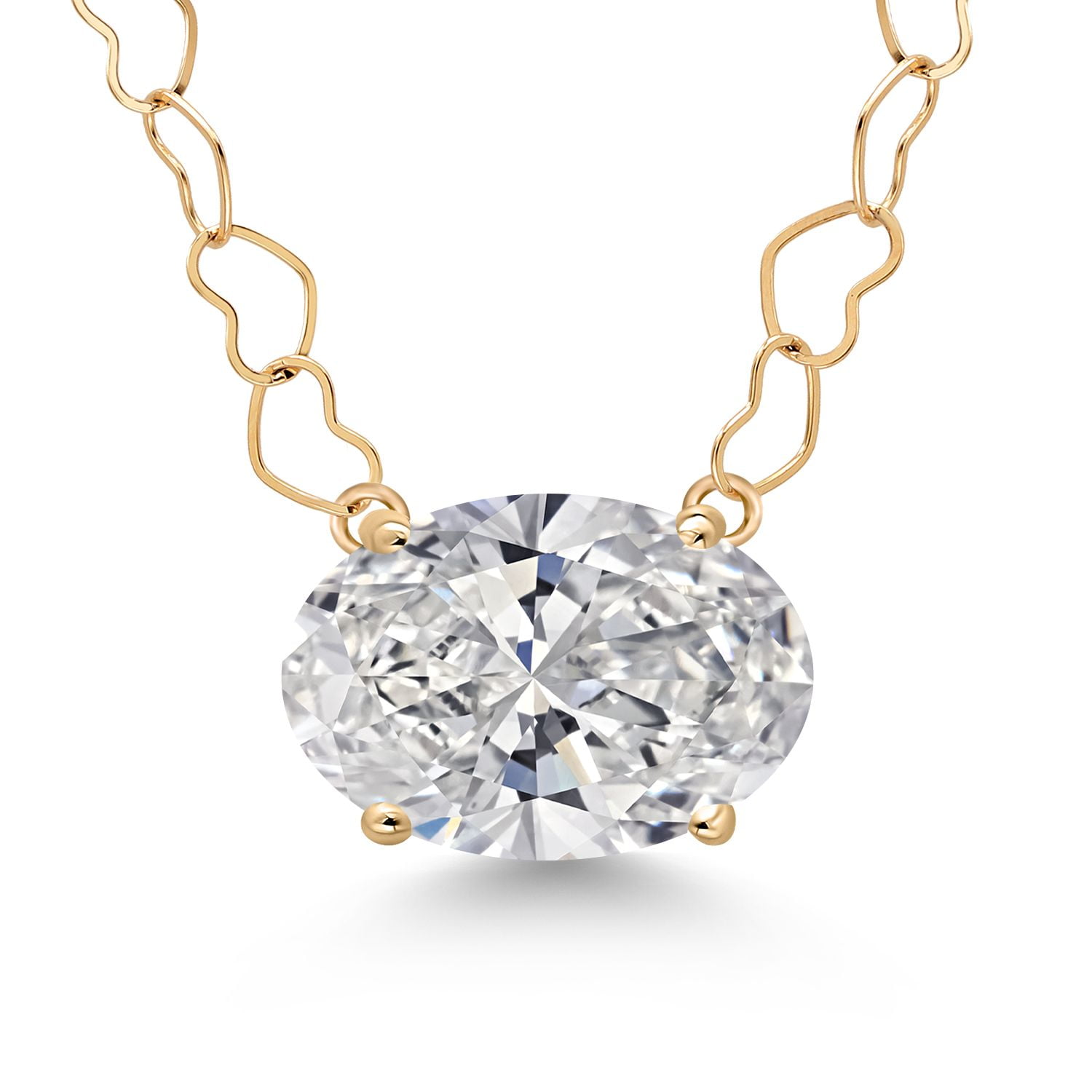 Gem Stone King 3.00 Cttw 14K Yellow Gold IGI Certified Lab Grown Diamond Pendant Necklace for Women | Gemstone April Birthstone | D-E Color | VS-VS1 Clarity | With 18 inch Gold Heart Chain