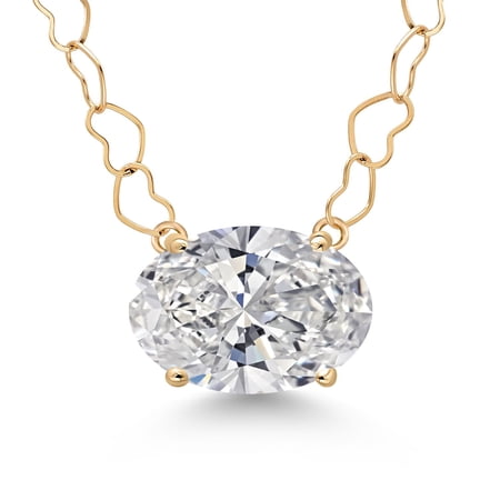 Gem Stone King 3.00 Cttw 14K Yellow Gold IGI Certified Lab Grown Diamond Pendant Necklace for Women | Gemstone April Birthstone | D-E Color | VS-VS1 Clarity | With 18 inch Gold Heart Chain