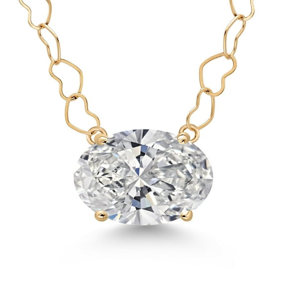 Gem Stone King 3.00 Cttw 14K Yellow Gold IGI Certified Lab Grown Diamond Pendant Necklace for Women | Gemstone April Birthstone | E-F Color | VS-VS1 Clarity | With 18 inch Gold Heart Chain