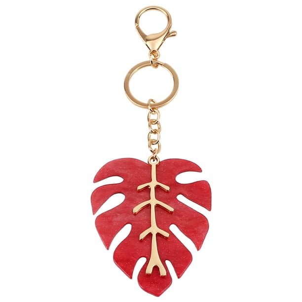 Llavero de hoja de metal Regalos Accesorios Llavero de planta Ganchos Suministros Soporte para Rojo