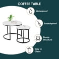 thumbnail image 3 of Smuxee Modern Marble-Textured Nesting Coffee Table Set, Wooden End Table for Living Room, 3 of 9