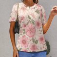 thumbnail image 6 of Floral Colorful Flower Women's Short Sleeve T-Shirt Crew Neck Casual Summer Trendy Loose Fit Tops, 6 of 6