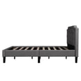 thumbnail image 5 of CRO Decor Upholstered Scalloped Linen Platform Bed Twin Size (Gray), 5 of 10