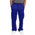thumbnail image 6 of Mens Sweatpants Baggy Sweat Pants for Men Straight Leg Loose Fit Gym Athletic Cargo Sweatpants with Pockets Blue XL, 6 of 7