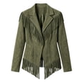 thumbnail image 4 of Hulanddfd Mens Jacket Faux Suede Fringe Coat, Collared Long Sleeve Outerwear with Pockets, Casual Western Wear, 4 of 5