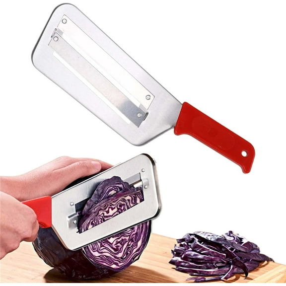 Stainless Steel Shredder Knife,Stainless Steel Dual Blade Julienne Cutter,StainlessSteel Cabbage Shredder,Double Slice Shredding Kitchen Knife,Multifunctional Vegetable Cutter (Red)