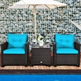 thumbnail image 2 of Giantex 3 Pieces Patio Furniture Set, PE Rattan Wicker 3 Pcs Outdoor Sofa Set w/Washable Cushion and Tempered Glass Tabletop, Conversation Furniture for Garden Poolside Balcony (Turquosize), 2 of 10