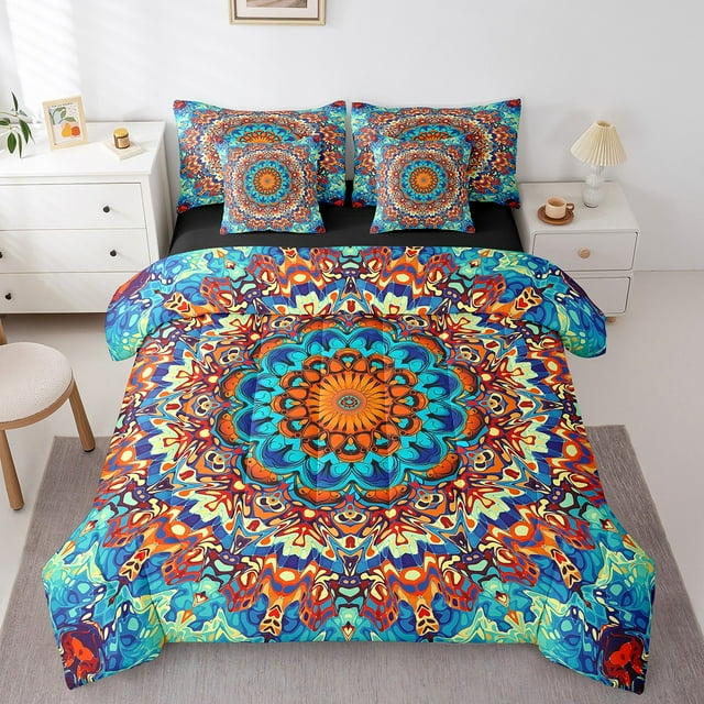 YST Ensemble de Douillette Boho Mandala, 7 Pcs, Très Grand Lit, Vintage