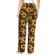 thumbnail image 3 of Picia Brown Blue Plaid Sunflower Womens Soft Woven Cotton Elastic Waistband Sleep Pajama Pant Lounge Sleep Pant With Pockets And Drawstring-X-Large, 3 of 9