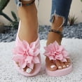 thumbnail image 2 of Bibifish Womens Flip Flops 3D Flower Decor Wedge Platform Thong Sandals Summer Outdoor Beach Fashion Slippers, 2 of 9