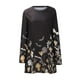 thumbnail image 4 of Puntoco Blusa de manga larga suelta con estampado de cuello redondo para mujer Puntoco Puntoco-1472, 4 of 8