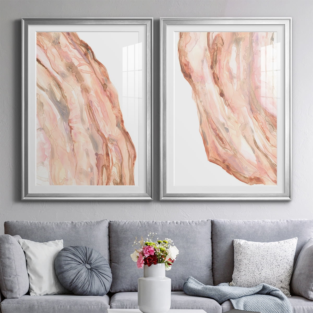 Wexford Home Rose Quartz I Premium Framed Print, 26.5" x 36.5" - Ready to Hang, Silver (Set of 2)