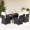 thumbnail image 1 of vidaXL 7 Piece Garden Dining Set with Cushions Black Poly Rattan, 1 of 5