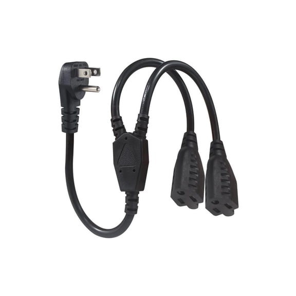 Three-core American standard high-power power extension cable Power Cord Extension and Splitter, NEMA 5-15P to NEMA 5-15R x 2, 16 AWG, 13A, 125V