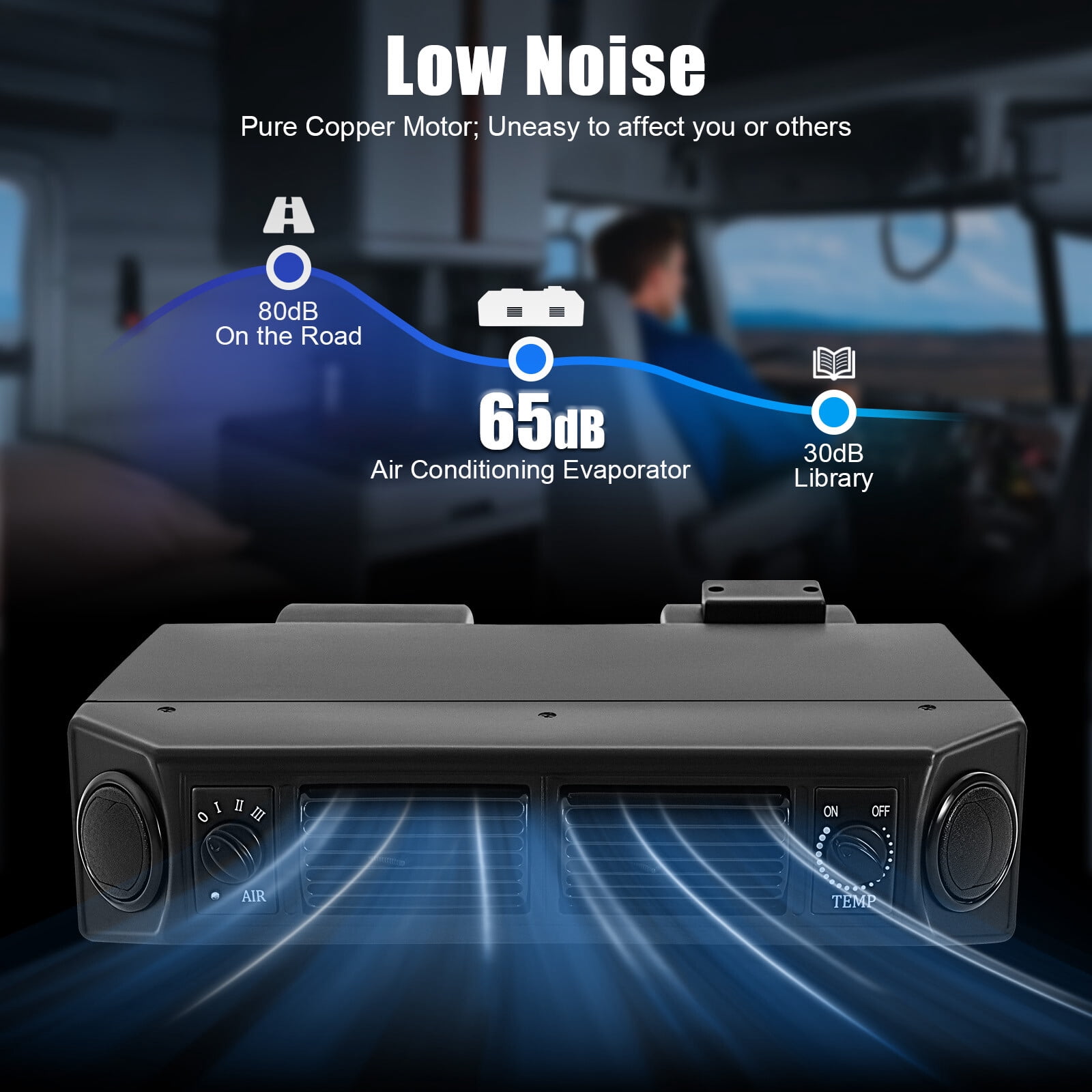 Universal Air Conditioner UN, Car Air Conditioner 12V 30W Universal A/C 32 Pass 4 Way Coil, Maximum Airflow and Cooling Capacity 3 Flow Speed Air Conditioning Evaporator for Car RV