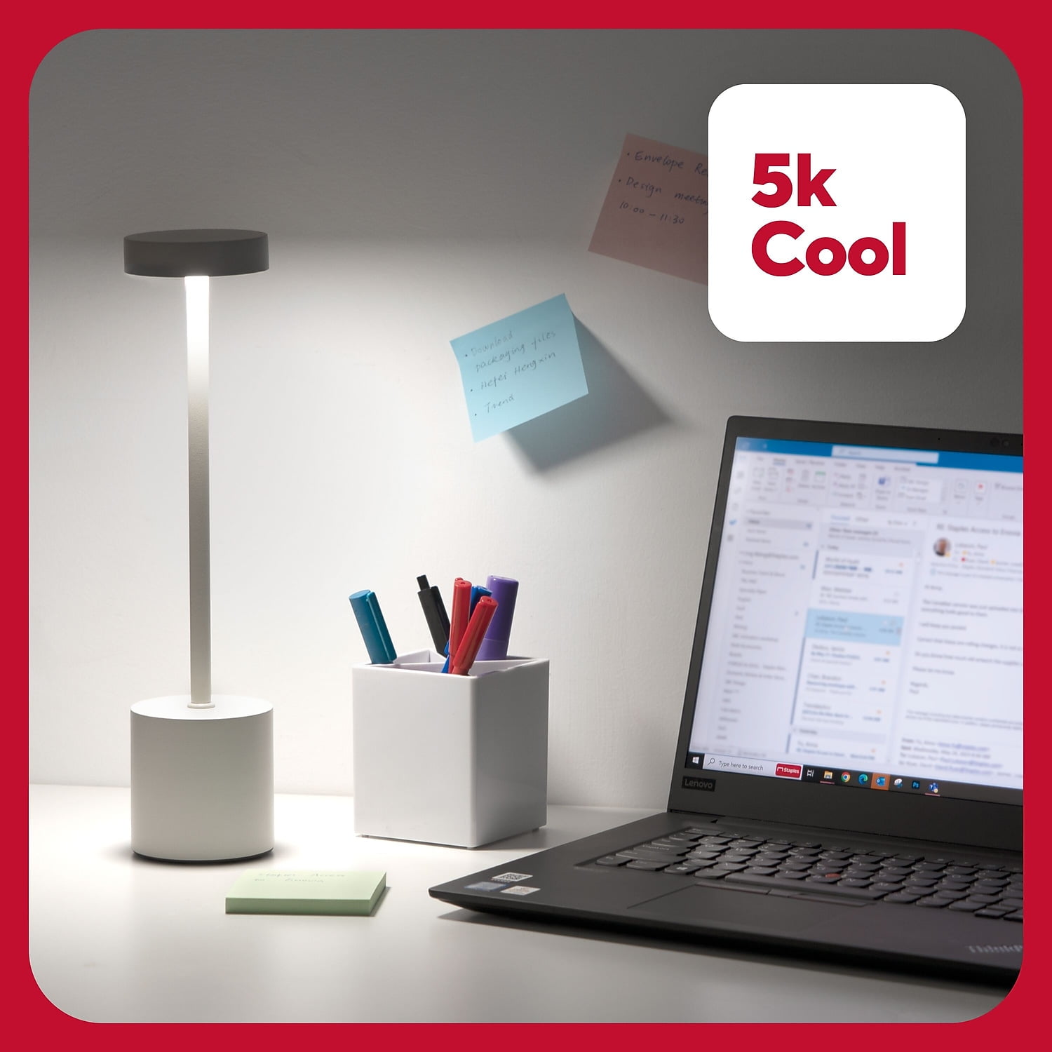 Staples TRU RED LED Desk Lamp 13.5" White Metal (TR61986)