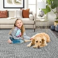 thumbnail image 6 of GlowSol 9' x 12' Area Rug Modern Braided Print Rugs for Living Room Bedroom Non-Slip Low Pile Accent Rug Washable Floor Cover, Gray, 6 of 8