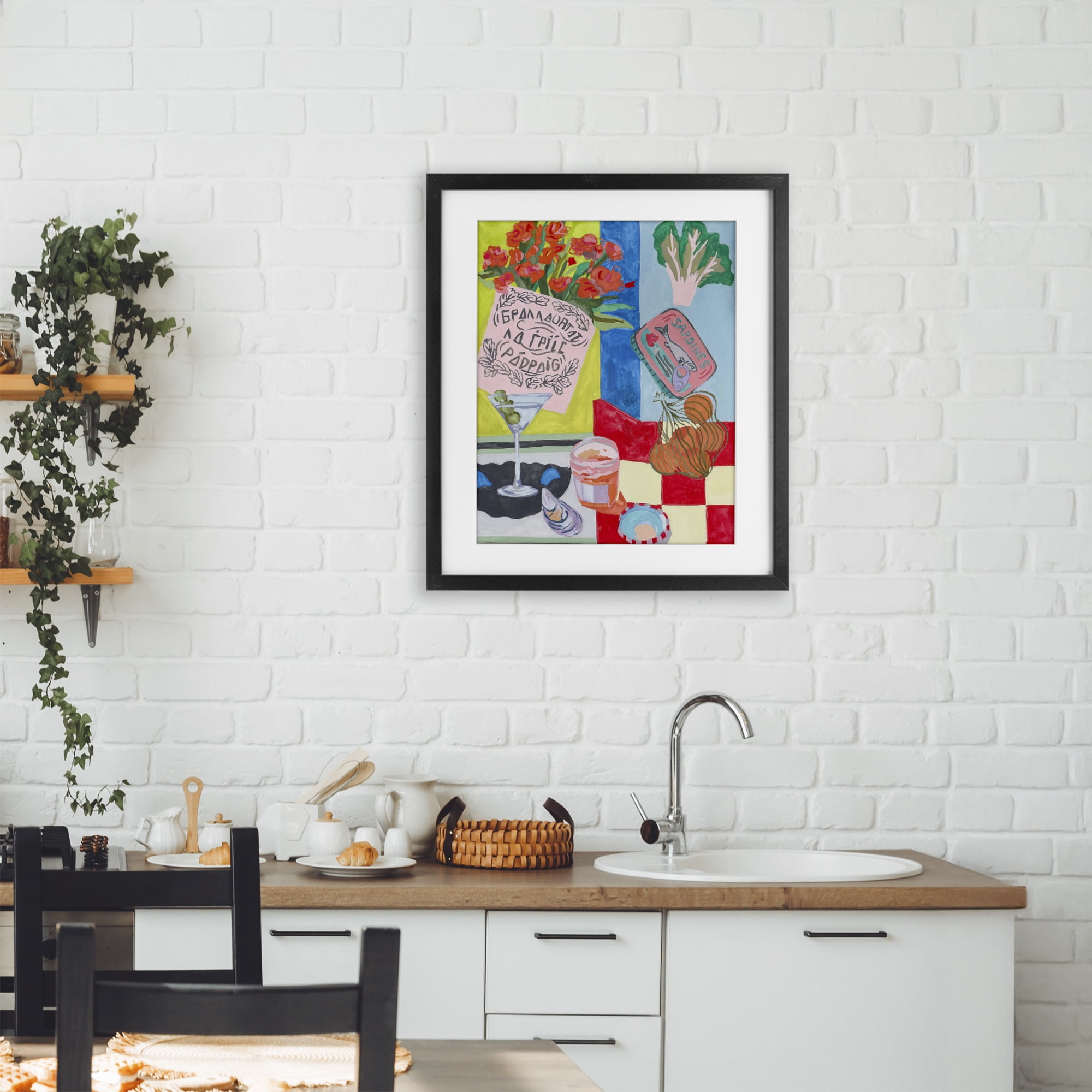 Stupell Industries Kitchen Checkered Still Life Black Framed Print Under Glass, design by Melissa Wang