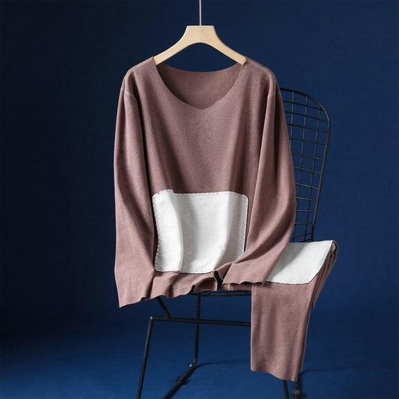 Chbgutlmr Men’s Thermal Underwear Set Long Sleeve V Neck Shirts Elastic Waist Pants Casual Comfy Soft Warm Winter Outfits