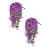 2Pcs Artificial Fake Hanging Flowers Outdoor Spring Plants Decoration UV Resistant Faux Silk Morning Glory Artificial Flowers Outside Home Indoor Planter Porch Patio Yard Decor(Hot Pink*2）