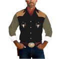 thumbnail image 2 of Wrtxtat Men's Western Cowboy Hippie Shirt Vintage Aztec Camo Printed Casual Pearl Snap Button Up Slim Fit Long Sleeve Work Cargo Shirts with Two Chest Pockets Black#04 XXXXXL, 2 of 7